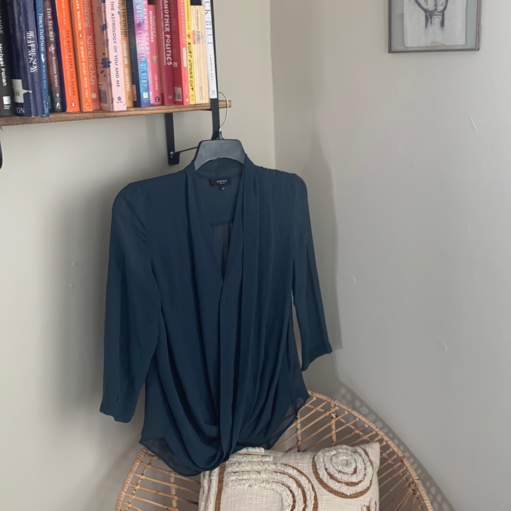 Babaton chiffon blouse in dark teal/blue